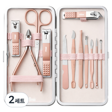 Momo 不顯眼便攜式指甲剪12件組, 2套, 玫瑰金