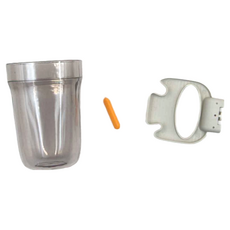 日本SP SAUCE 黏貼式三合一牙刷架 附漱口杯, 寬7.4x深8.3x高15公分, 1個, 灰色