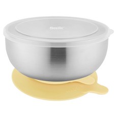 Basilic 貝喜力克 不鏽鋼吸盤碗 附防塵蓋 304加厚不鏽鋼 雙層真空隔熱 平面可拆吸盤, 顏色隨機, 1個