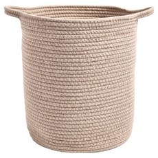 HOLA 和樂家居 奧可利棉繩提把收納籃, 米白色, 1個