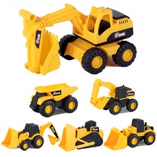 부추카 라이노 모래놀이 중형 포크레인 + 미니머신 5p 중장비 장난감 세트, Yellow + Black, 1세트