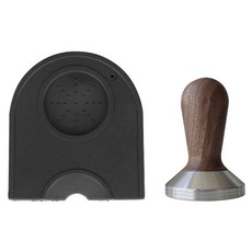 KALDIN 咖啡壓粉墊+玫瑰木咖啡壓粉器 51mm組, 1組, 黑色(墊子)+胡桃木