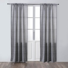 HOLA 和樂家居 艾禮思緹花仿麻落地窗簾 1.55kg, 礫石灰