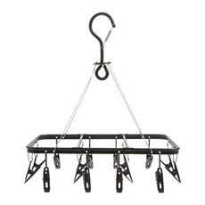 HOLA 和樂家居 鋁合金曬衣架16夾 29 x 23 x 33cm 方形 250g, 黑色