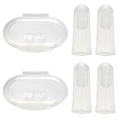 모윰 유아용 실리콘 손가락 칫솔 2p + 케이스, 투명, 1개입, 2세트