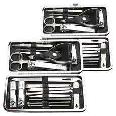 多合一指甲剪19件+收納盒套組, 黑色, 2套