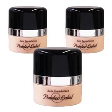 Powder Label 毛髮遮蓋粉霜, 4g, 日本製造, 柔軟海綿頭設計, 深棕色, 3個