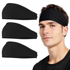 People Bloom 男女運動涼感髮帶, 3個, 黑色