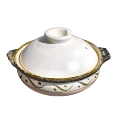 萬古燒 灰釉8號砂鍋 - 日本製 高9.5cm 容量2280mL, 26cm, 1個