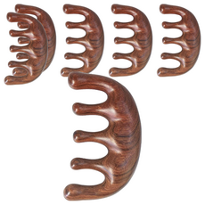 經絡按摩梳 溫潤手感, 金絲綠檀, 6個