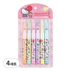 三麗鷗角色亮片星星螢光筆6色組, 4套, Hello Kitty