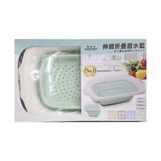 GOZENBO 御膳坊 伸縮折疊瀝水籃 收合(43.5 x 26 x 4.5cm) / 展開(66 x 26 x 11cm) 1個, 010P02001