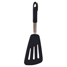 minono 米諾諾 不沾鍋彈力矽膠特大斜鍋鏟 36.5 x 10 x 7.5cm, 黑色, 1支