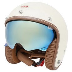 EVO 艾莉莎涼感系 內鏡復古騎士安全帽 附冰絲面罩, 象牙白