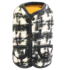 SassyDog 防潑水雙面馬甲外套 千鳥紋, 黑色 + 土黃色, 1件