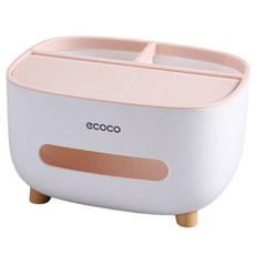 다용도 데스크 수납함 + 티슈케이스, 핑크, 1개