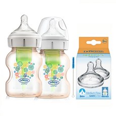 닥터브라운 옵션스 플러스 PPSU 와이드넥 젖병 150ml 2p + 젖꼭지 2p, 혼합색상, 2단계, 1개