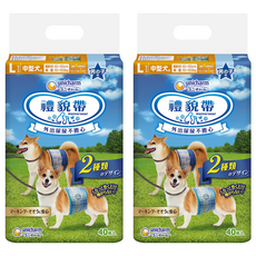 unicharm pet 禮貌帶 Mannerwear 男用 L, 適用於中型犬, 體重7.0~10.0kg, 腰圍45~50cm, 40片入, L(腰圍45~50cm 體重7~10kg), 40片, 2包