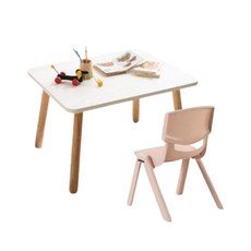 리바트 꼼므 800 아이책상 + 의자 세트 방문설치, 화이트(책상), 핑크(의자)