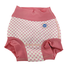 Splash About 3D加強版 游泳尿布褲 12-24個月 粉色格紋 最大程度防漏 UPF 50+防曬, XL號, 1件