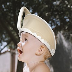 AttiRabbit 嬰幼兒手把型可調式洗髮帽, 沙米色, 1個