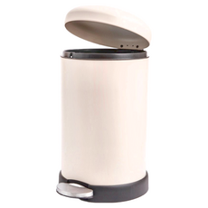 HOLA 和樂家居 奧可利緩降踏式霧面金屬垃圾桶, 圓形米白色