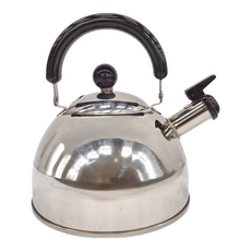 YOSHIKAWA 吉川 不銹鋼笛音茶壺 – 黑色 適用於瓦斯爐 & 電磁爐 & 黑金爐, 2.5L, 1個