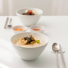 ssueim Raffiner雙人用陶瓷麵碗餐具 6入組, 單色, 麵條 2p + 醬碗 2p + 勺架 2p