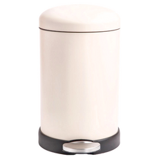HOLA 和樂家居 奧可利緩降踏式霧面金屬垃圾桶, 圓形米白色