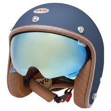 EVO 艾莉莎涼感系 內鏡復古騎士安全帽 附冰絲面罩, 石墨藍