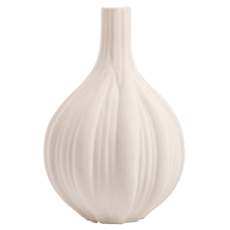 HOLA 和樂家居 陶瓷窄口線條花器 800g, 白色