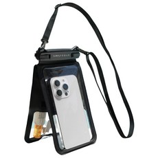 SimplyRoar 雙口袋智慧型手機防水袋 + 頸掛繩套組, 1套, 黑色