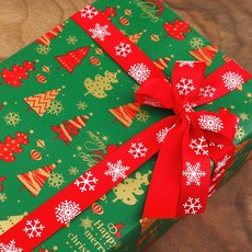 크리스마스 큐티트리 종이 롤 포장지 10m, 녹색, 2개
