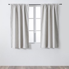 HOLA 和樂家居 查莉三明治遮光直條緹花半腰窗簾, 奶油白