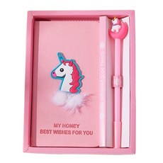 軟綿綿毛球獨角獸手帳筆組, 天藍色