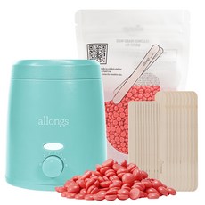 allongs 艾洛偲 自助除毛迷你熱蠟機 + 綜合莓果硬蠟 + 刮棒套組 全身適用, 200g, 1個