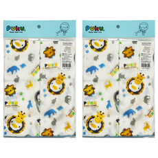 PUKU 企鵝 印花紗布澡巾 100%純棉紗布 柔軟透氣 2入, 30 x 60cm, 藍色, 2組
