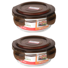 수퍼오븐글라스 원형 유리용기, 950ml, 2개