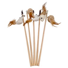 寵物夢工廠 實木鈴鐺逗貓棒, 顏色隨機, 5個