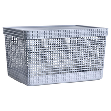 巴西 OU Grid 附蓋收納籃 L(38 x 28 x 22.2cm) 718g, 灰色, 1個