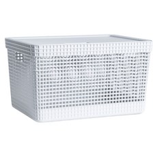 OU Grid 附蓋收納籃 L, PP OCEAN材質, 38 x 28 x 22.2cm, 白色, 1個