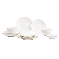 HOLA 和樂家居 克萊歐 骨瓷餐具組 16個, 緻金, 1組