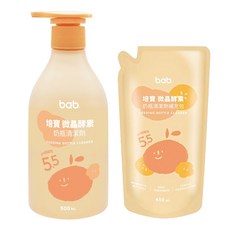 bab 培寶 微晶酵素奶瓶清潔劑 + 補充包組 清潔劑500ml + 補充包450ml, 450ml, 1組