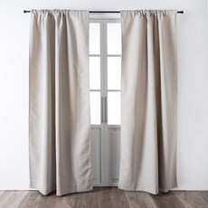 HOLA 和樂家居 克萊歐格紋緹花落地窗簾 3.1kg, 芒草棕