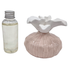 PATTO RABBIT 百特兔 陶瓷精油香氛組 粉色陶瓷瓶 + 石膏花 + 補充瓶50ml, 玫瑰