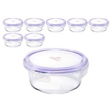 오븐락 내열유리 밀폐용기 원형, 8개, 200ml