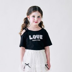 Walton Kids 兒童 Love 不對稱短版T恤