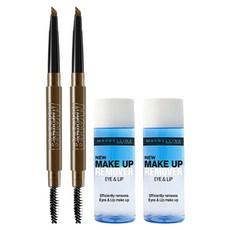 메이블린 NEW 울트라 플러피 브로우 펜슬 0.2g + 아이 앤 립 리무버 20ml 세트, 애쉬 브라운(브로우), 2세트