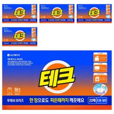 테크 간편 시트세제 일반드럼 겸용 후레쉬 브리즈향, 20개입, 5개