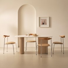 토브 세라믹 양타원 입식테이블 방문설치, 마블 + 네추럴, 8인용